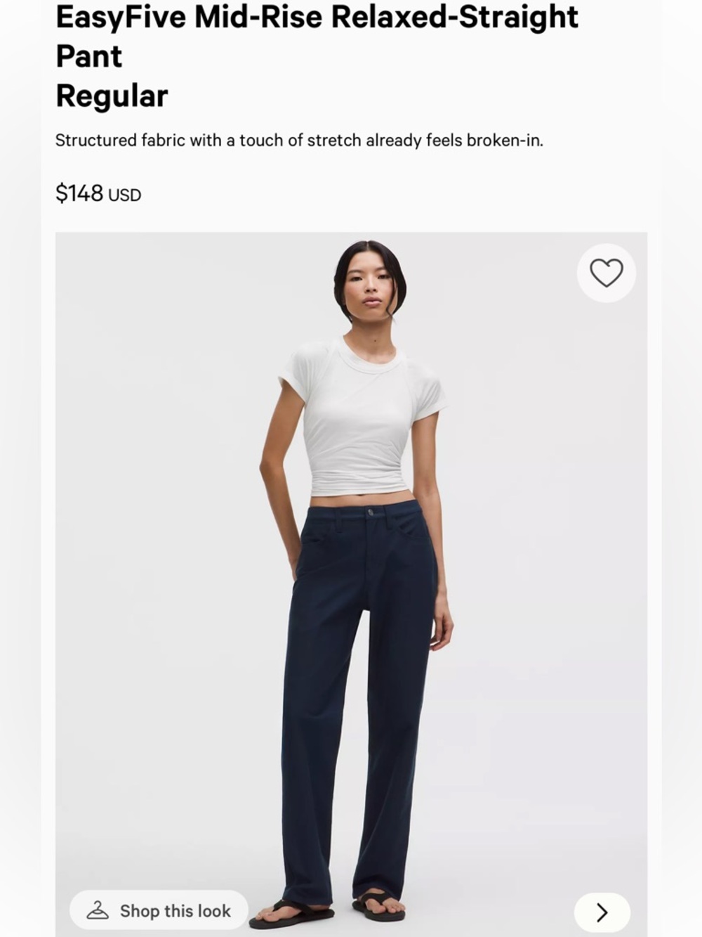 156-$65 *FREE SHIPPING* EasyFive Mid-Rise Relaxed-Straight Pant Navy Blue Sz 24